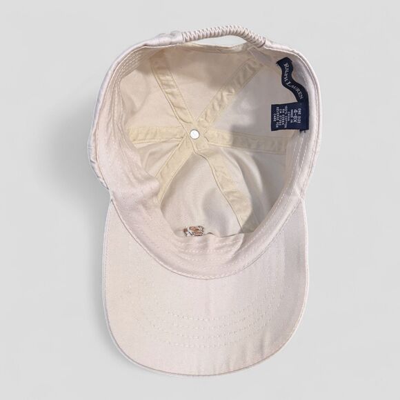 Vtg Polo Ralph Lauren Kids Cap Sit Down Bear Khaki 90s Strap Back One Size 4-6X - Picture 6 of 8